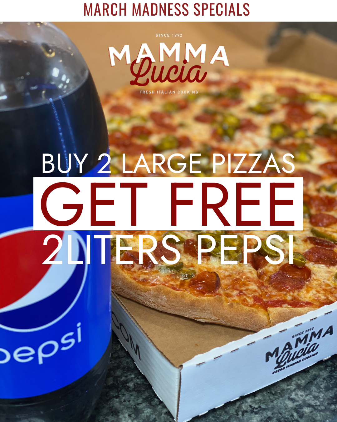 Pizza and Two Liter of Pepsi